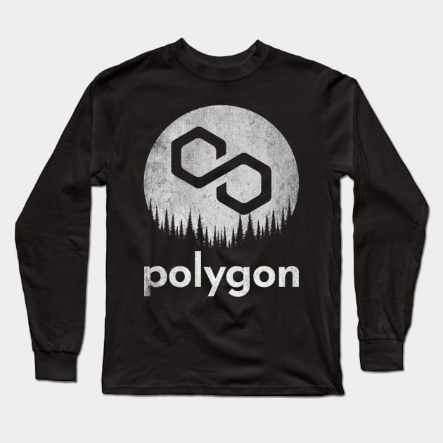 Vintage Polygon Matic Coin To The Moon Crypto Token Cryptocurrency Wallet Birthday Gift For Men Women Kids Long Sleeve T-Shirt by Thingking About